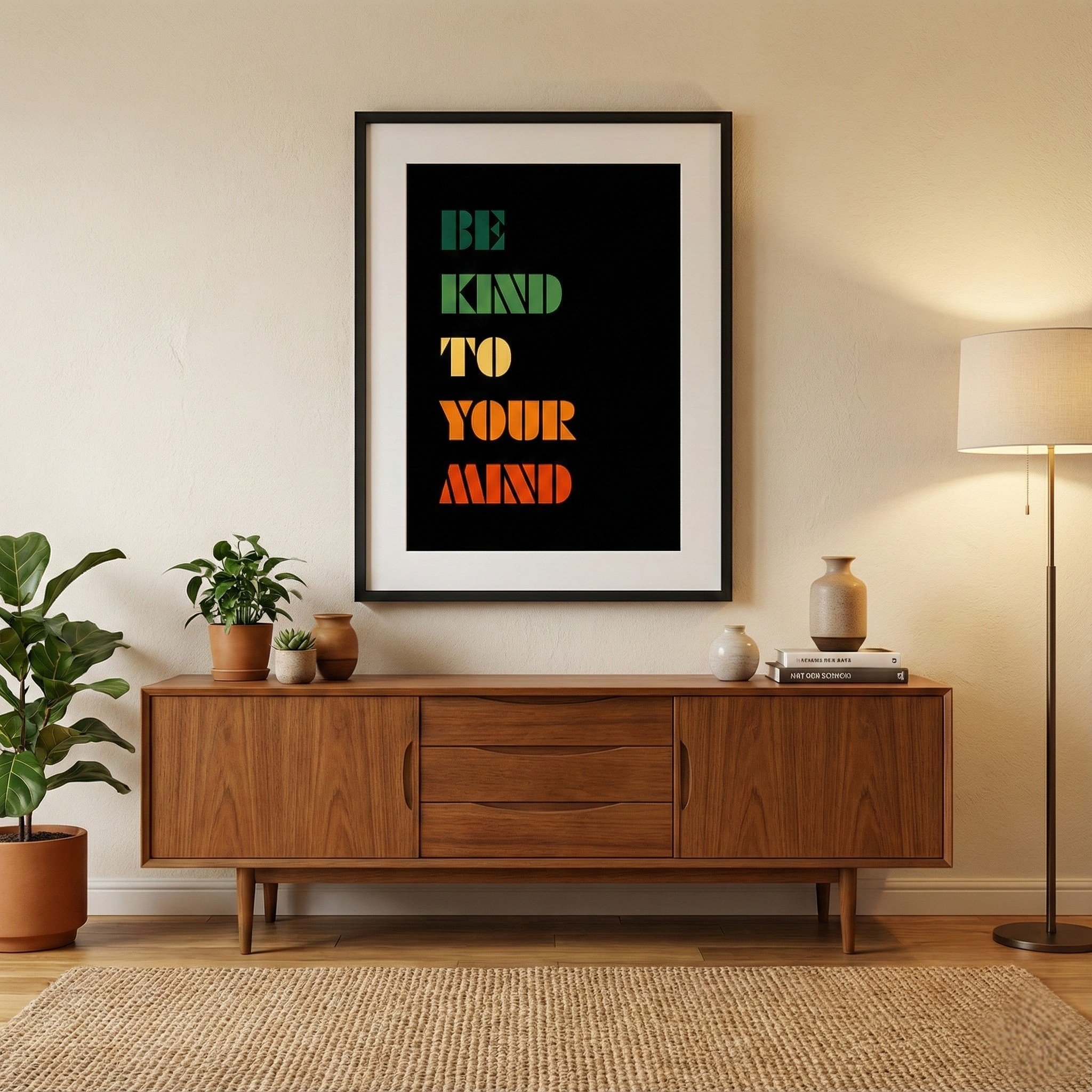 Be Kind To Your Mind – Inspirational Quote | A3 Size Premium Framed Poster