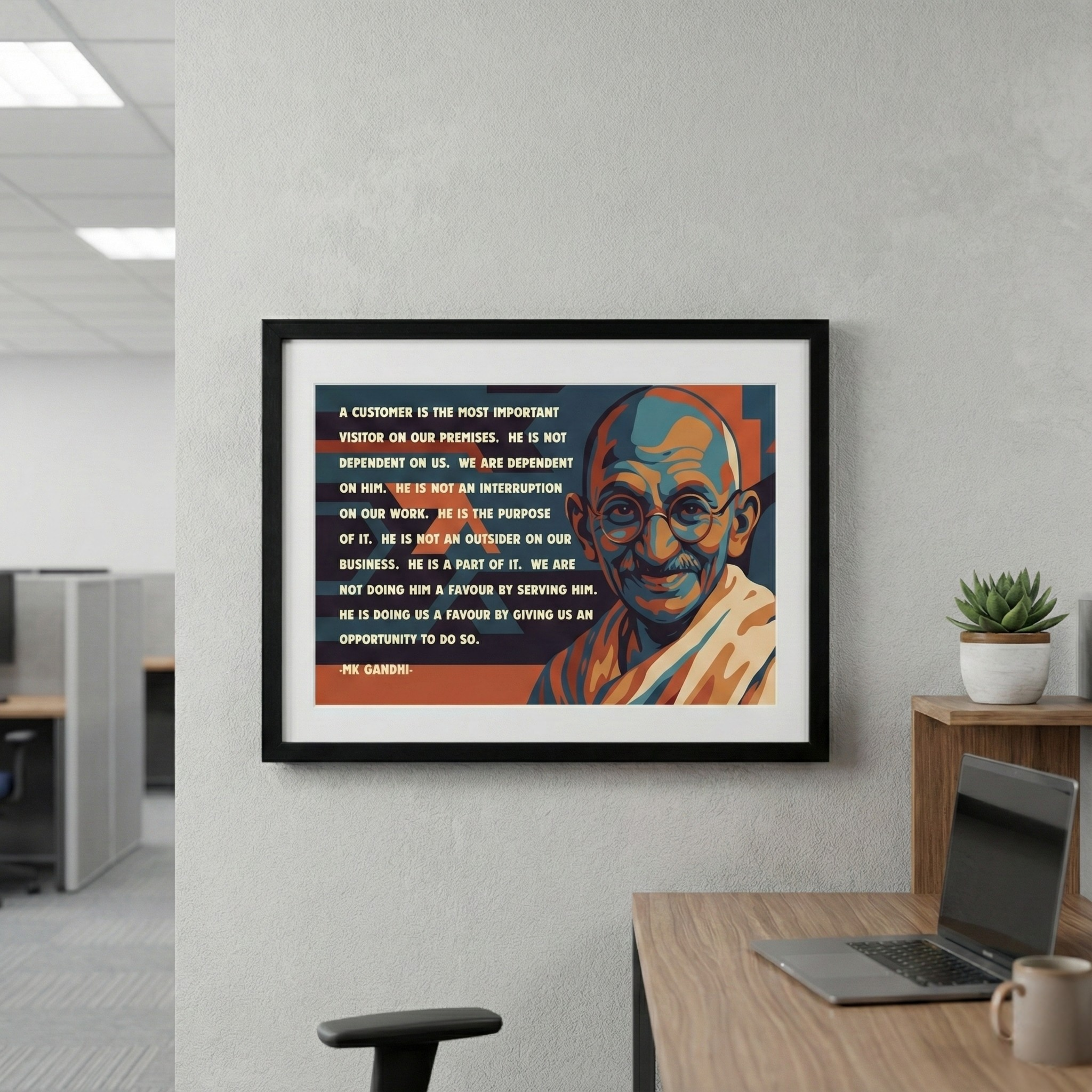 Mahatma Gandhi's Quote on Customer Service  | A3 Size Premium Framed Poster