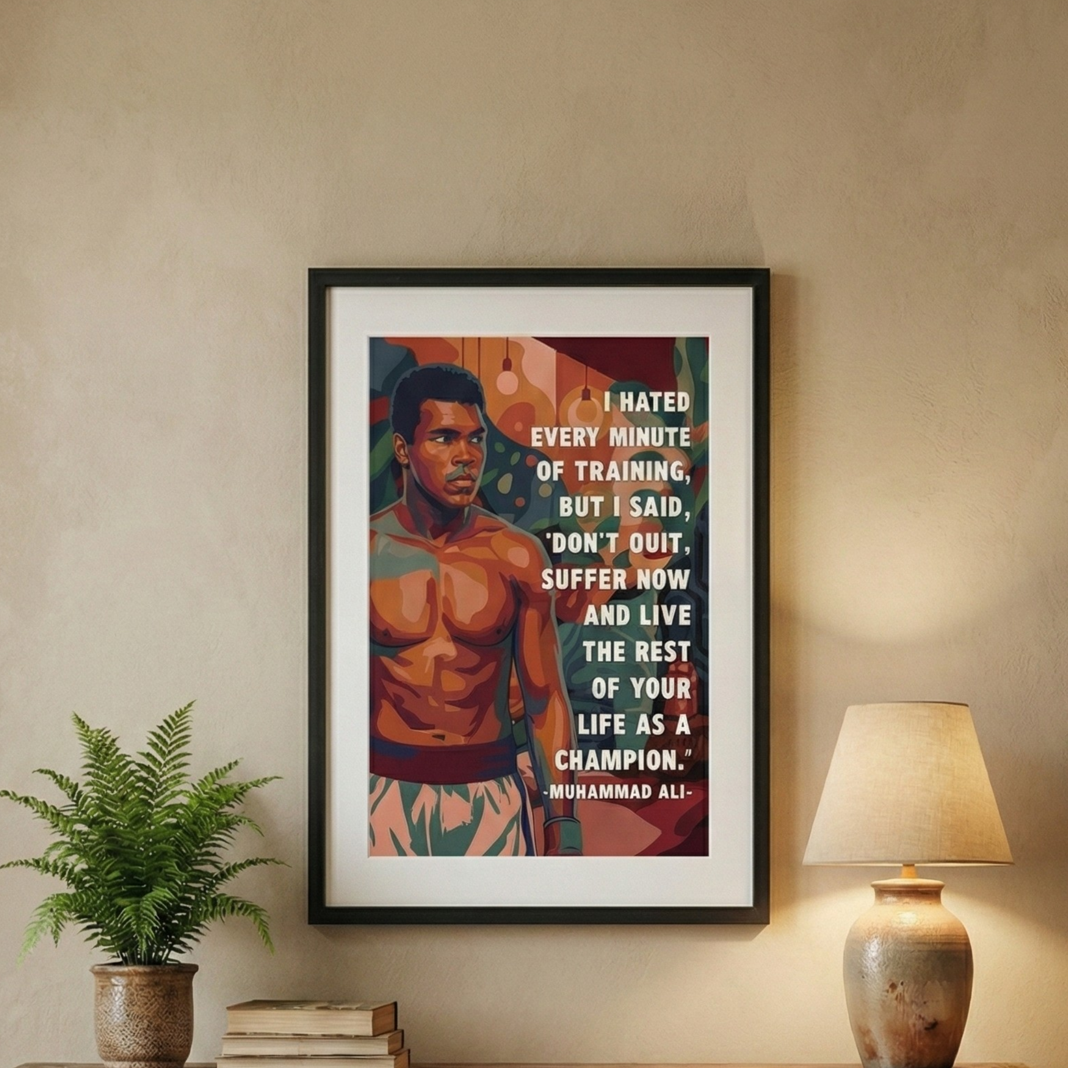 Muhammad Ali on Discipline & Training – Inspirational | A3 Size Premium Poster Frame